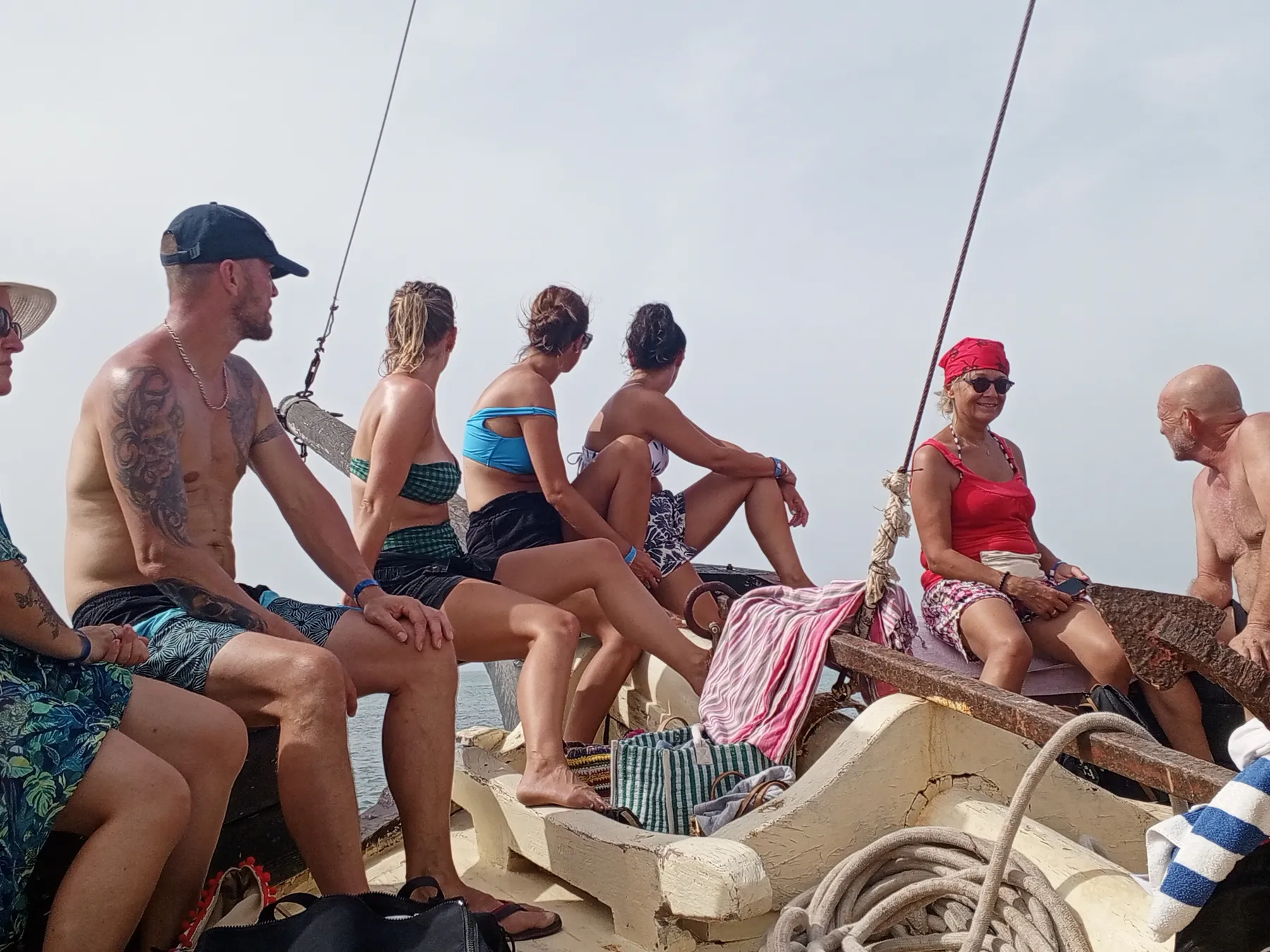 happy guests aboard pirate ship Djerba family excursion